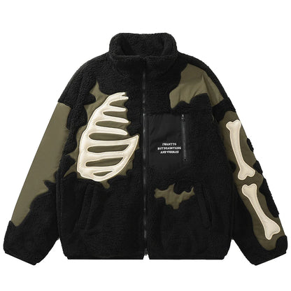 black skeleton coat front