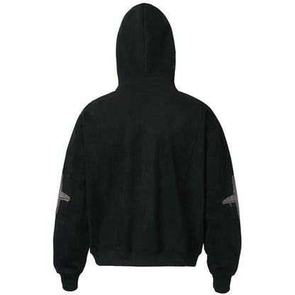 black vintage suede hoodie back