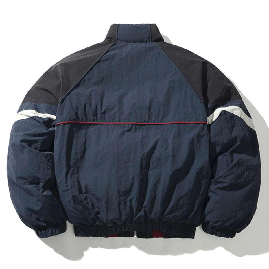 blue red vintage coat back