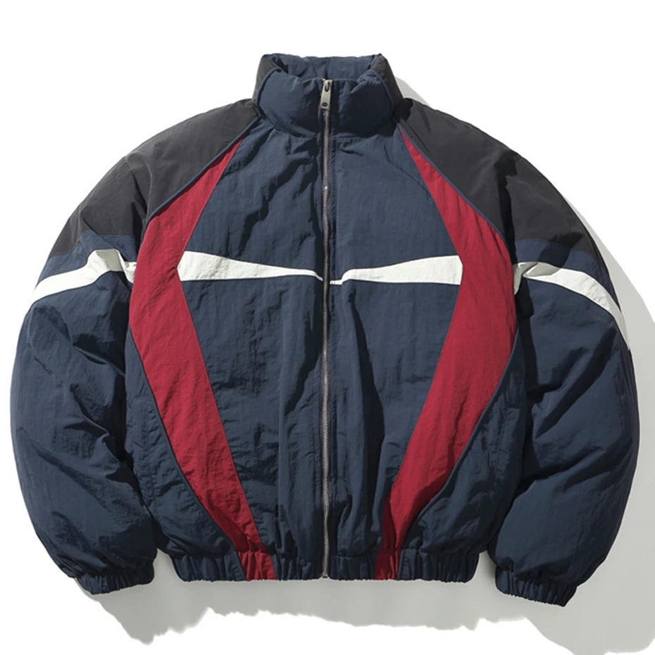 blue red vintage coat front