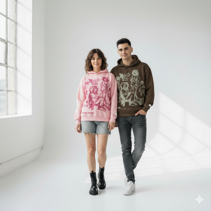 couple wear Cartoon Character Print Hoodie