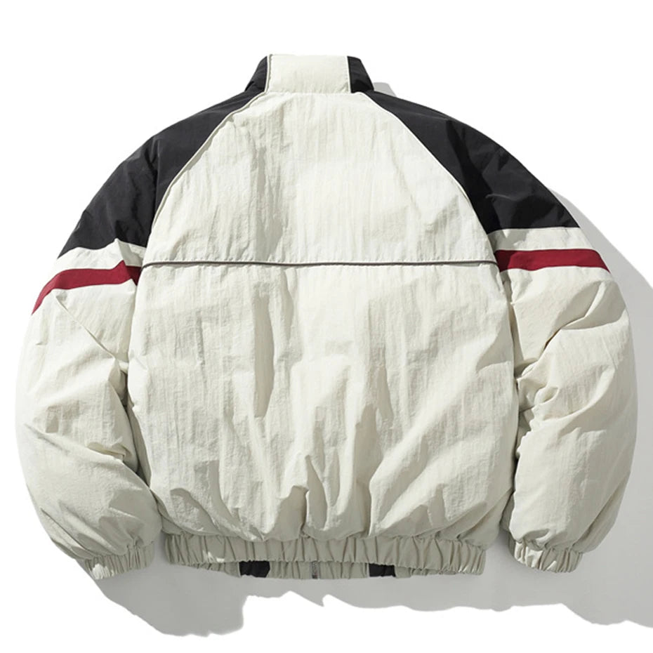 grey white vintage warm jacket back