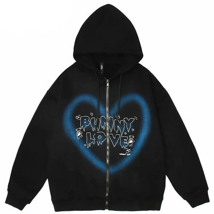 Haruja - "Bunny Love" Zipped Hoodie