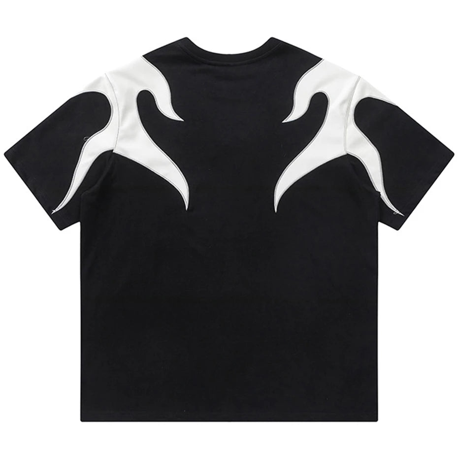 Haruja - Graphic Splicing Black Tee