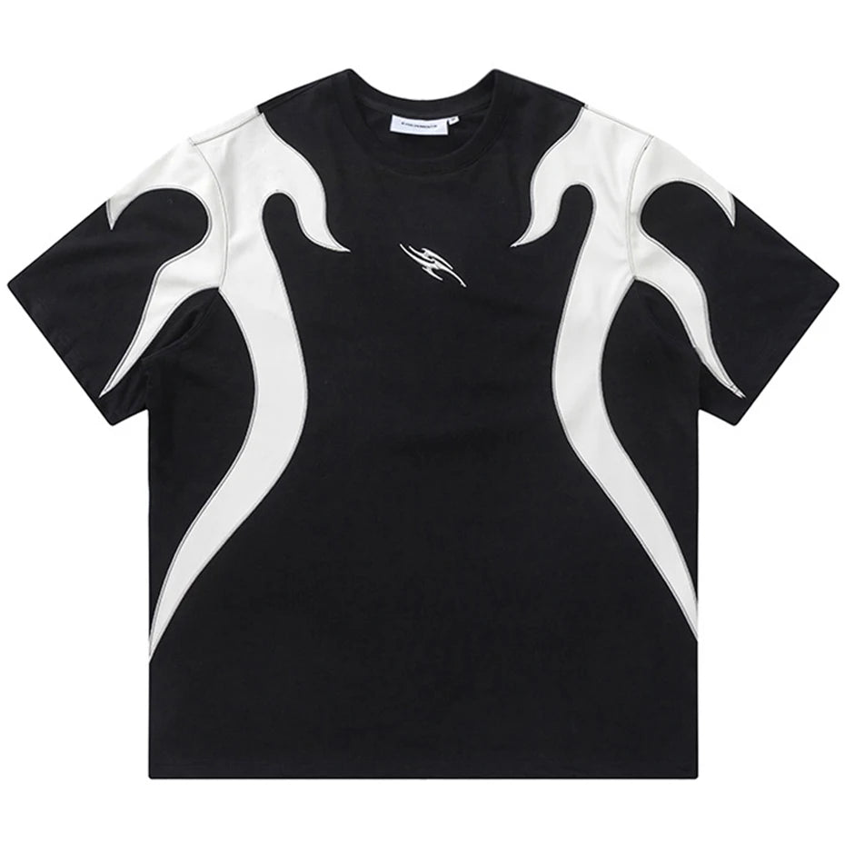 Haruja - Graphic Splicing Black Tee