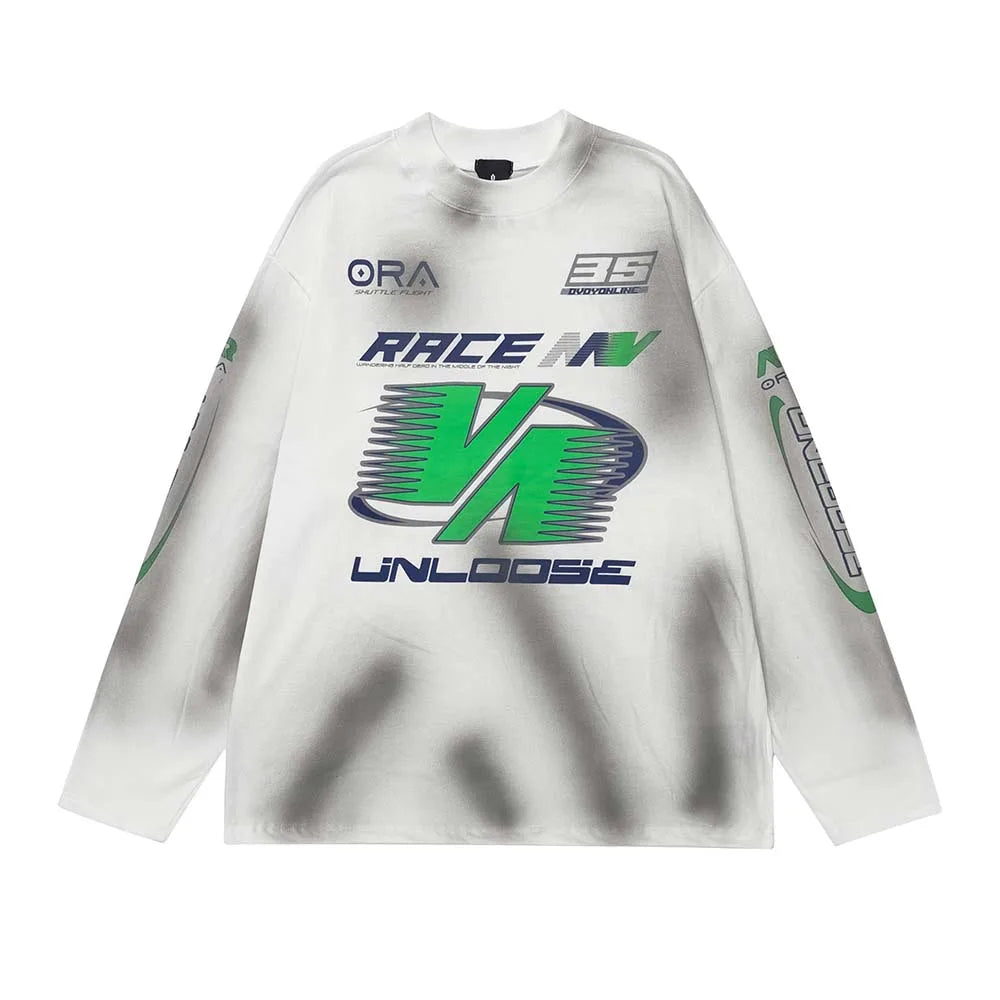 Haruja - Racing Long Sleeve white Tee