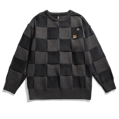 haruja Black Chess Square Sweater