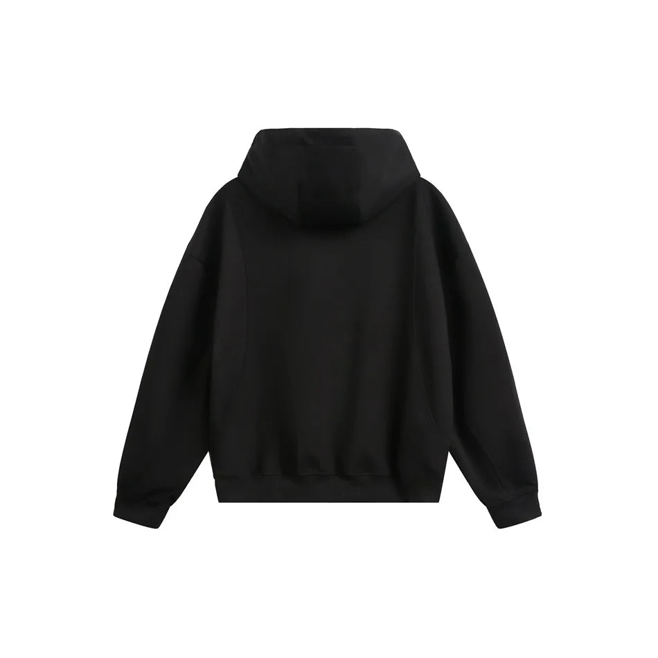 haruja dark grey zipper casual hoodie back