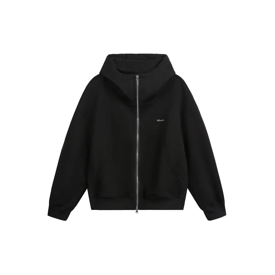 haruja dark grey zipper casual hoodie front