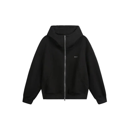 haruja dark grey zipper casual hoodie front