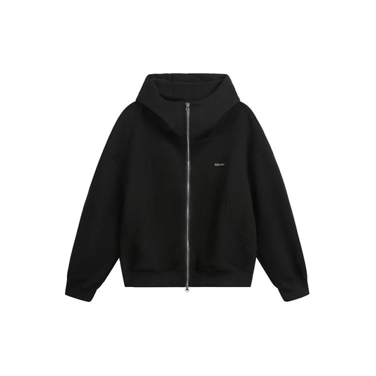 haruja dark grey zipper casual hoodie front