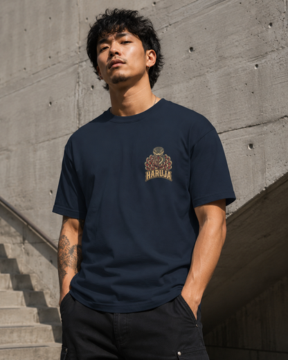 Haruja Snake & Chrysanthemum Navy Graphic T-Shirt