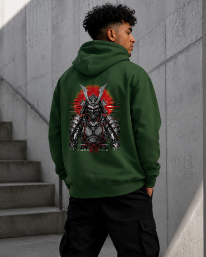 Haruja Cyber Samurai Forest Green Graphic Hoodie