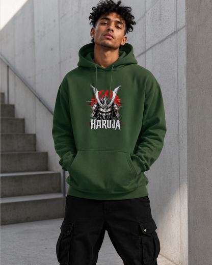 Haruja Cyber Samurai Forest Green Graphic Hoodie