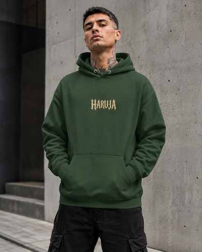 Haruja Fallen Angel Forest Green Graphic Hoodie