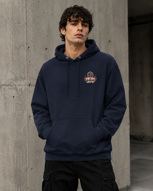 Haruja Purple Claw Skateboard Navy Graphic Hoodie