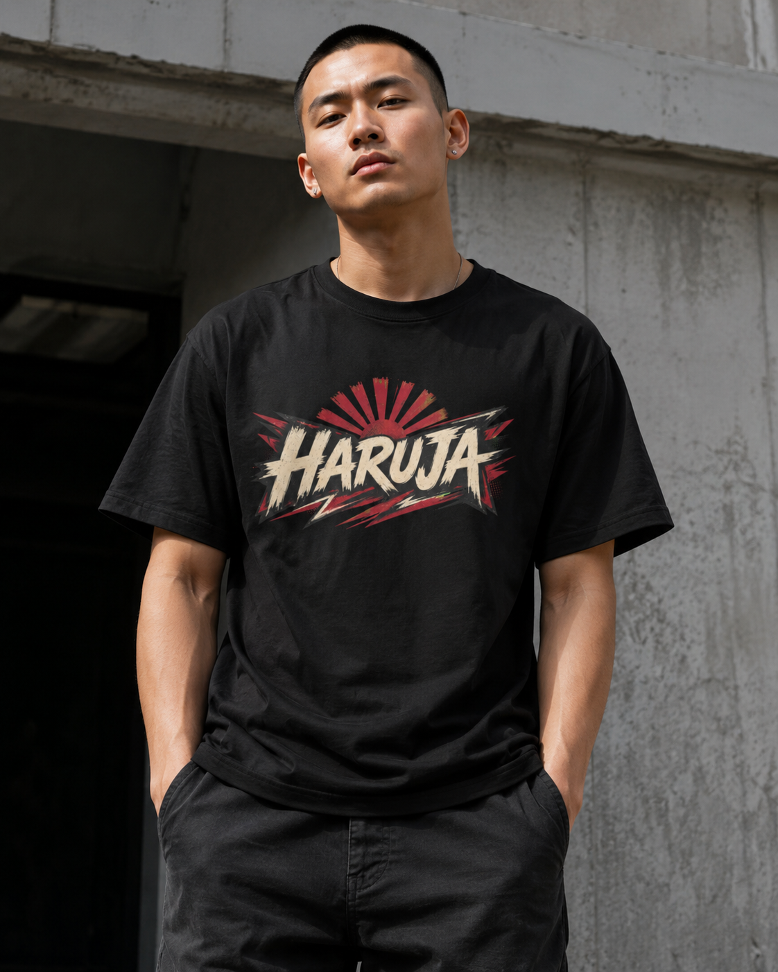 Haruja Rising Sun Black Graphic T-Shirt