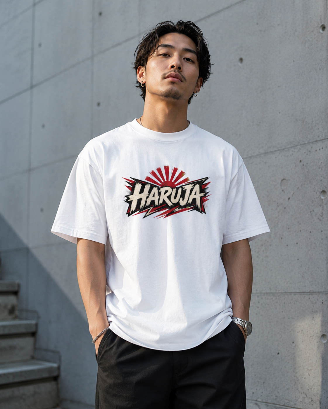 Haruja Rising Sun White Graphic T-Shirt