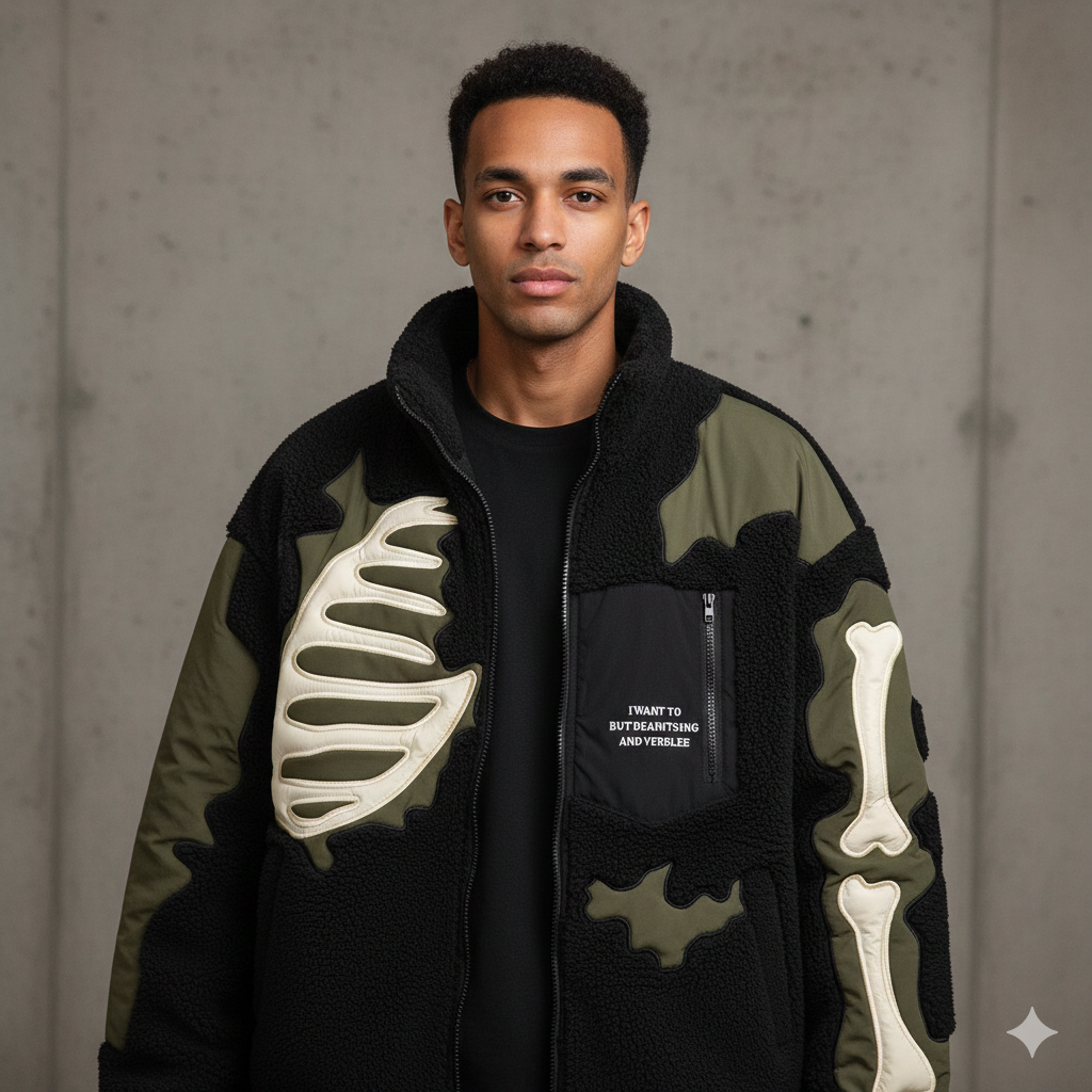men wear black skeleton coat