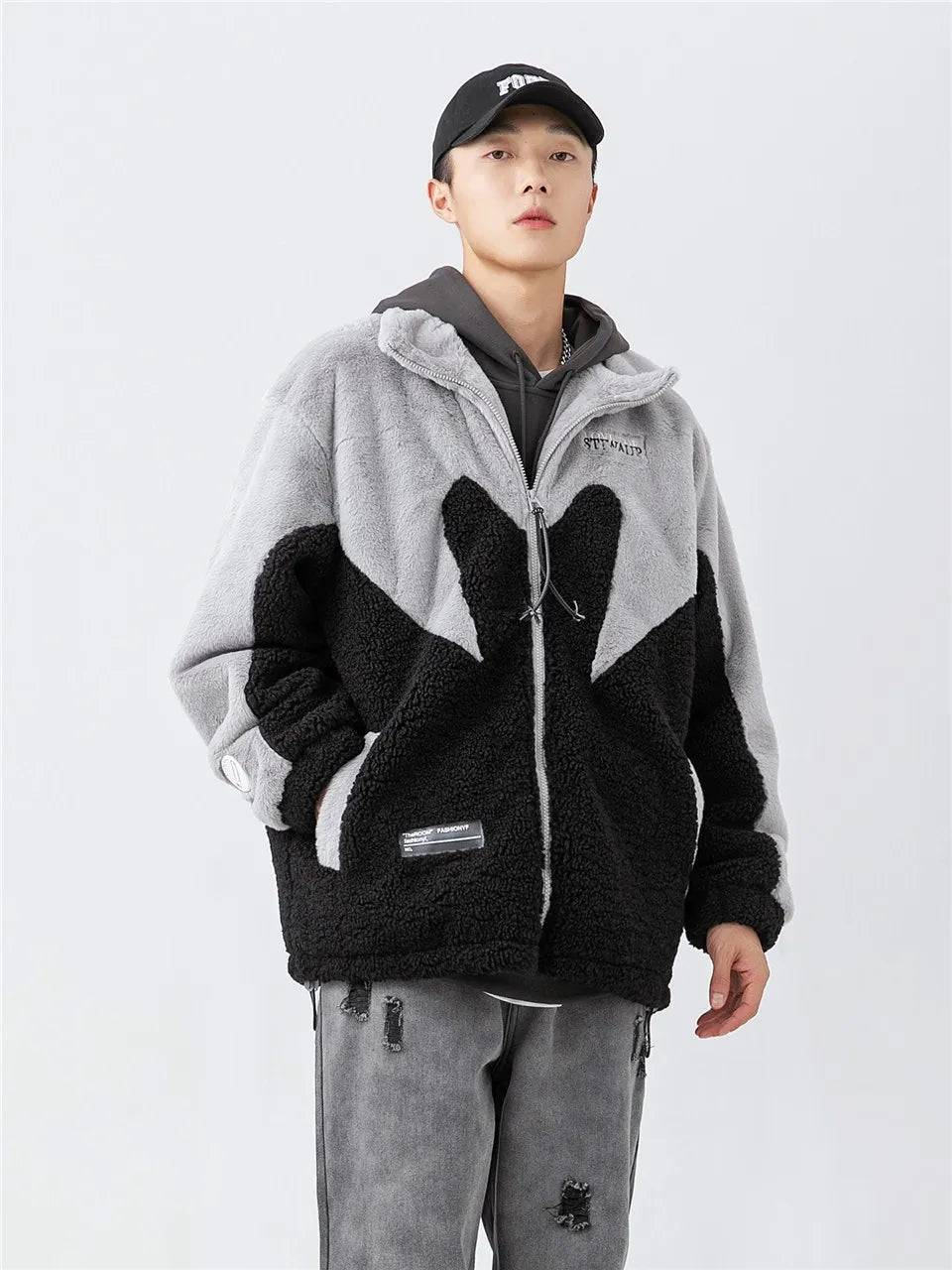 haruja - "Stiwaup" Sherpa grey and black Coat