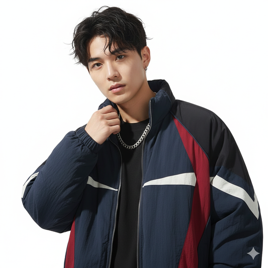 men wearing Blue Red Vintage Coat