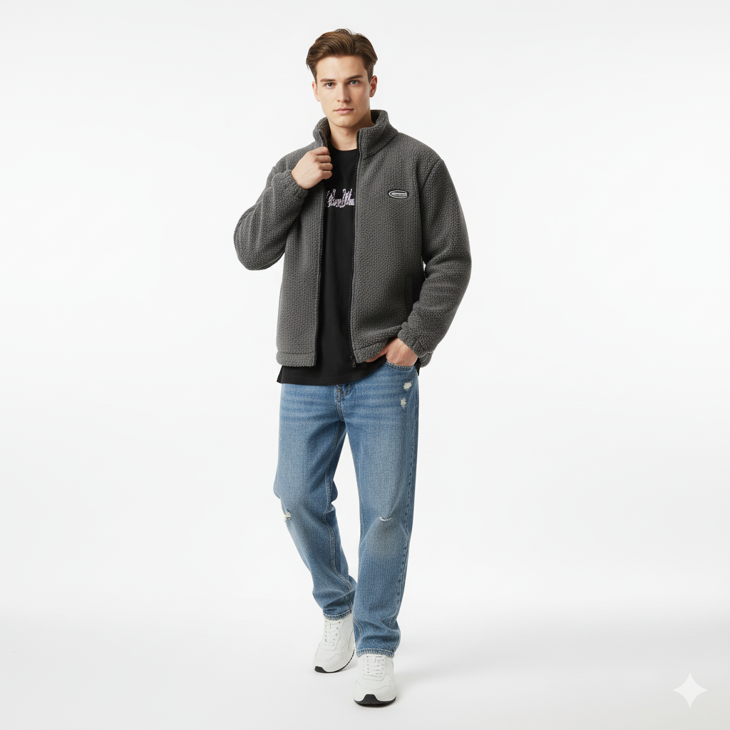 haruja - Classic Sherpa grey Coat