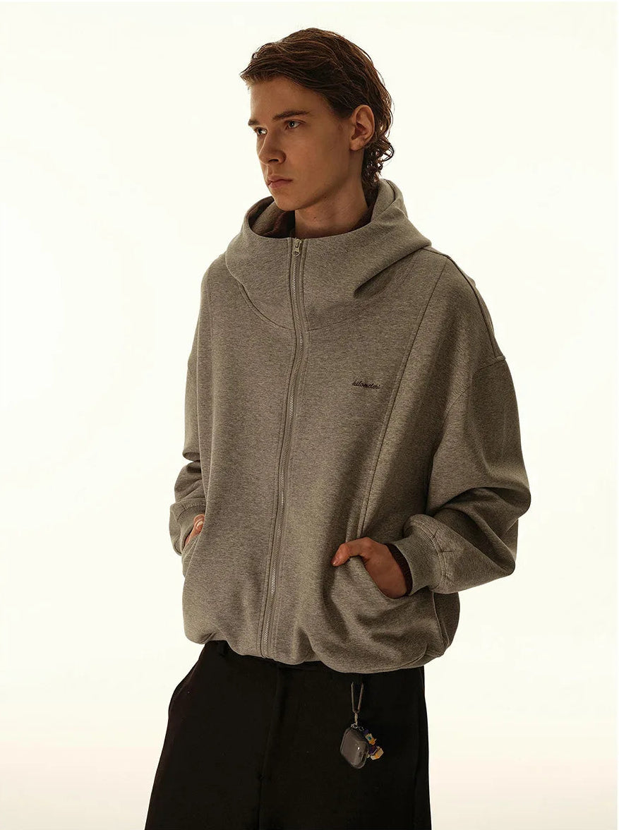 men wearing haruja-light-gray-zipper-casual-hoodie 1