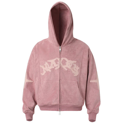 pink vintage suede hoodie