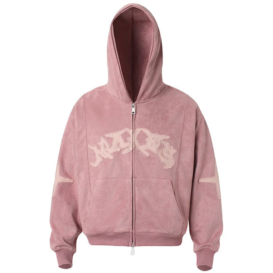 pink vintage suede hoodie