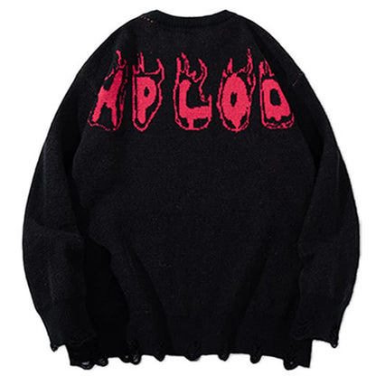 skulls fire sweater back