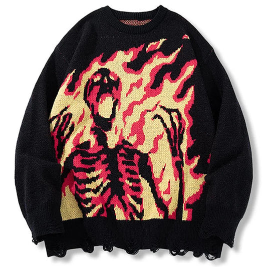 skulls fire sweater