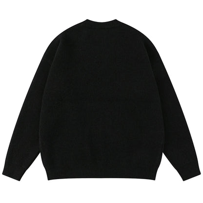 tassel patchwork sweater black back
