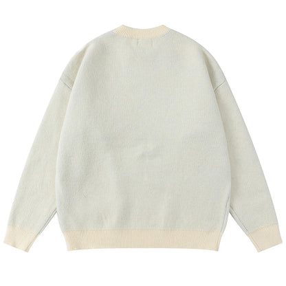 tassel patchwork sweater white back