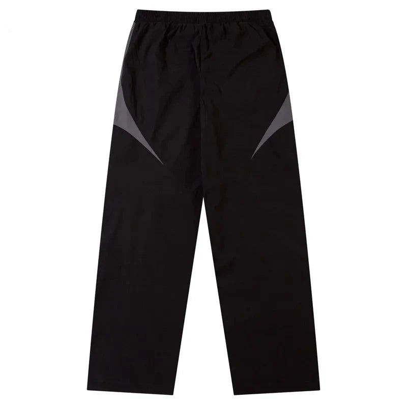 Black Vintage Patchwork Track Pants side view
