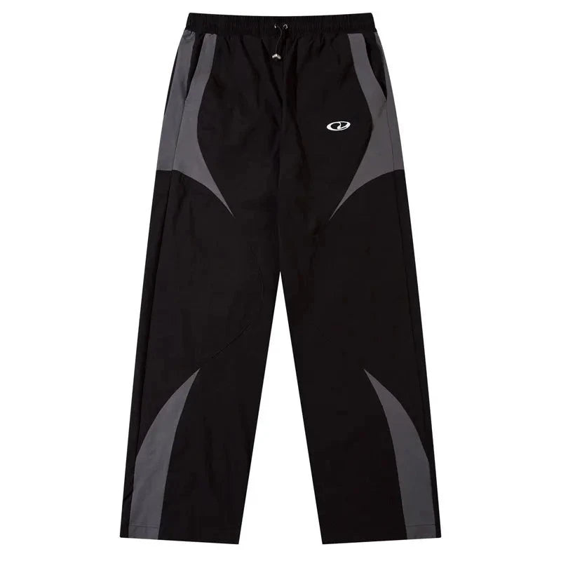 Black Vintage Patchwork Track Pants back view