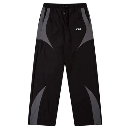 Black Vintage Patchwork Track Pants back view