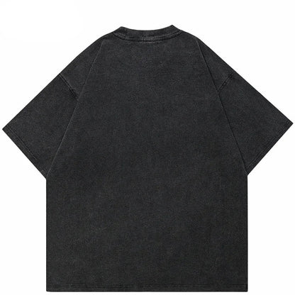 Washed Black Skull Chain Oversized T-Shirt