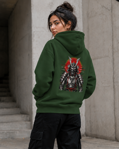 Haruja Cyber Samurai Forest Green Graphic Hoodie