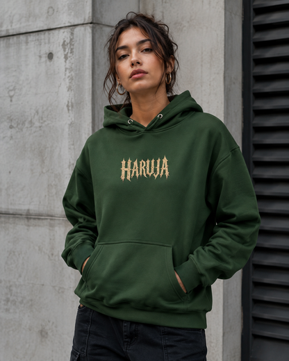 Haruja Fallen Angel Forest Green Graphic Hoodie