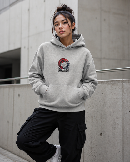 Haruja Koi Wave Carbon Grey Graphic Hoodie