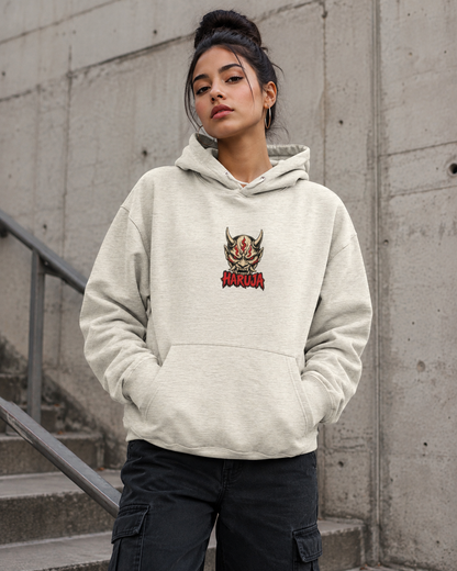 Haruja Oni Demon Oatmeal Heather Graphic Hoodie