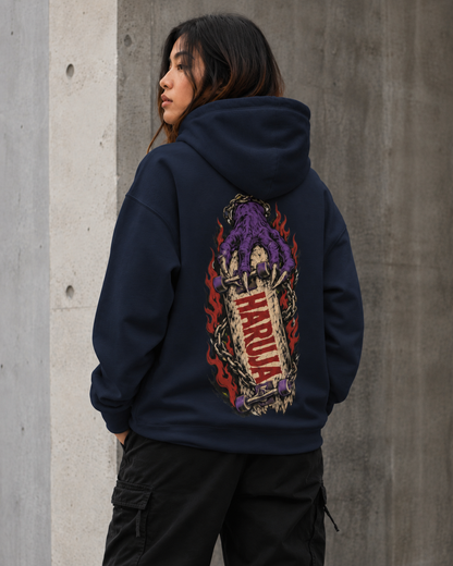 Haruja Purple Claw Skateboard Navy Graphic Hoodie