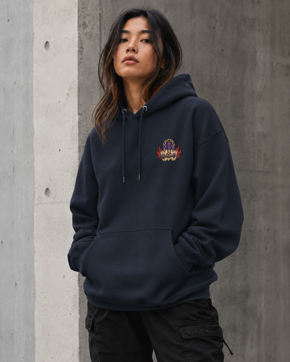 Haruja Purple Claw Skateboard Navy Graphic Hoodie