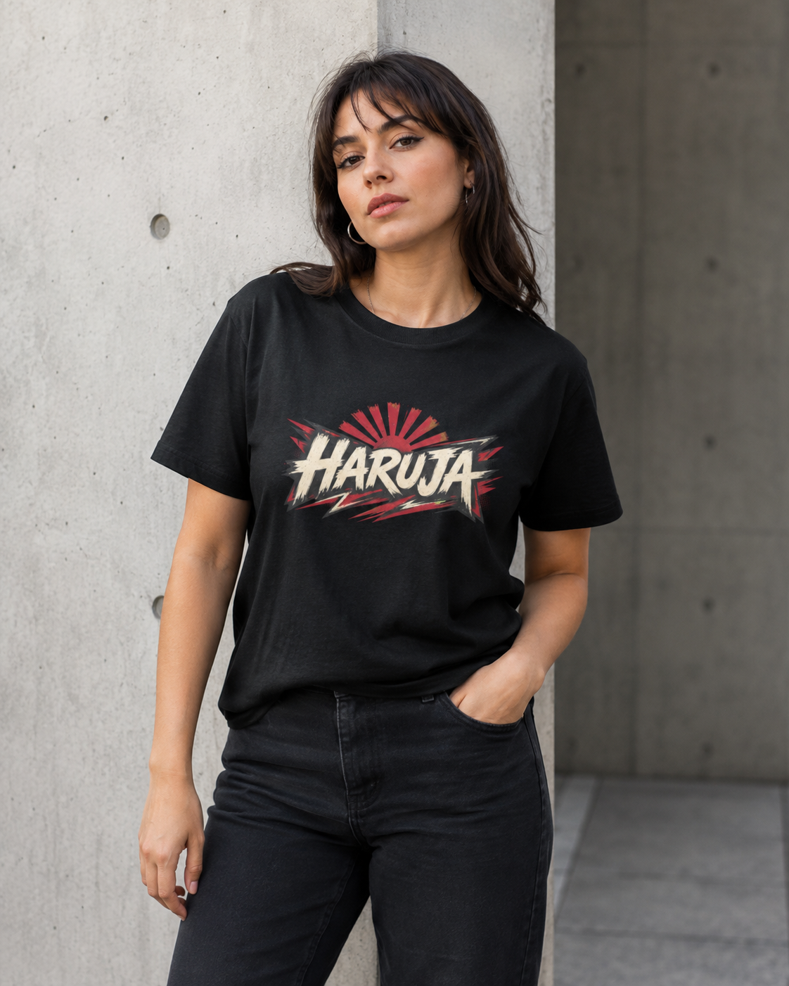 Haruja Rising Sun Black Graphic T-Shirt