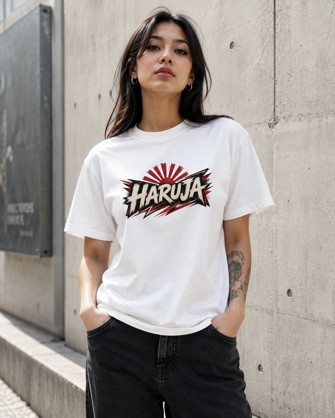 Haruja Rising Sun White Graphic T-Shirt