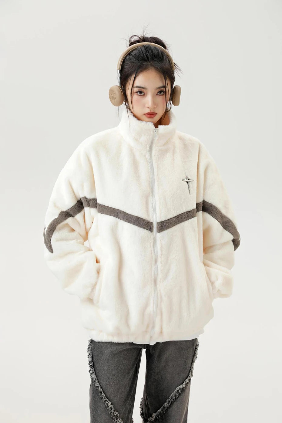 Haruja - Beige Winter Plush Coat