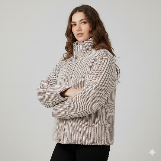 women wearing brown_corduroy_coat