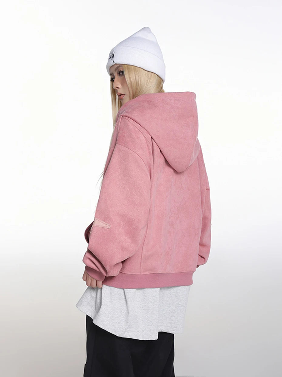 Haruja - Pink Vintage Suede Hoodie