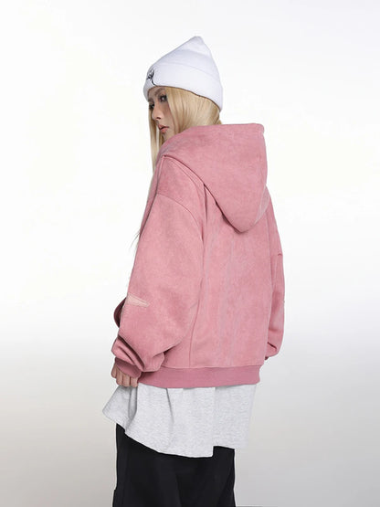 Haruja - Pink Vintage Suede Hoodie