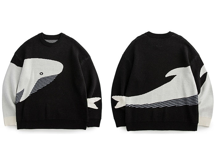 Haruja - Lonely Whale black Sweater